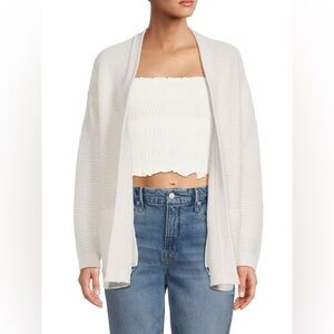 marine layer white catalina open front knit cardigan